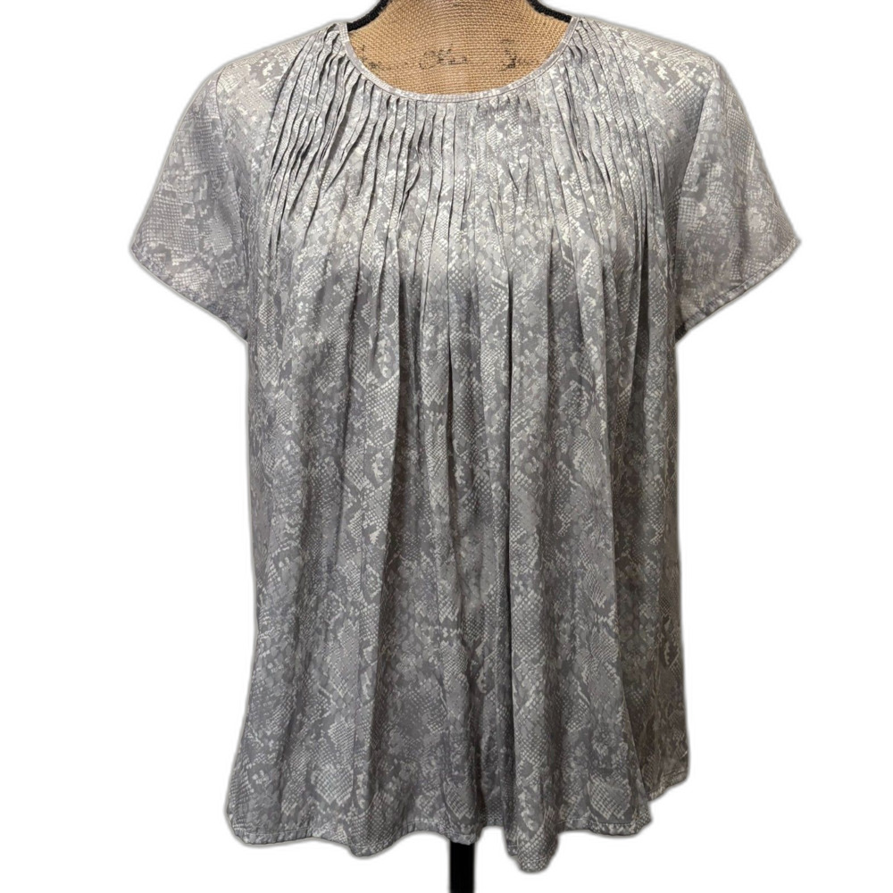 Dolan Left Coast‎ Collection Gray Snakeskin Pleated Front Blouse Size Medium
